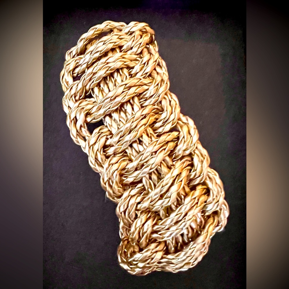 Woven metallic effect cuff bracelet